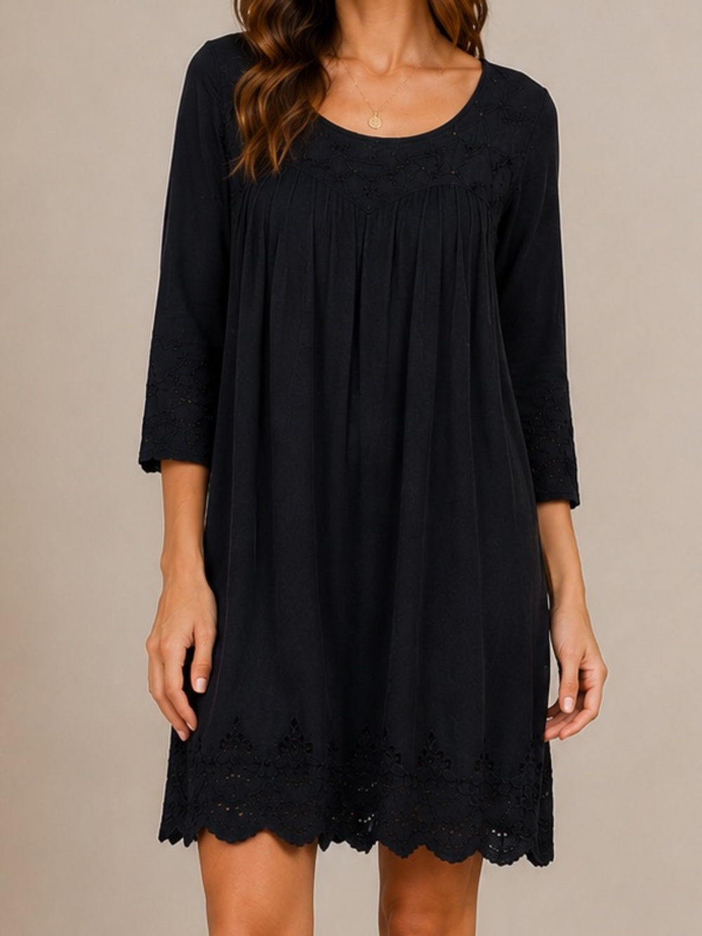 JOHNNY WAS Black Embroidered Tunic Dress XS/ Small